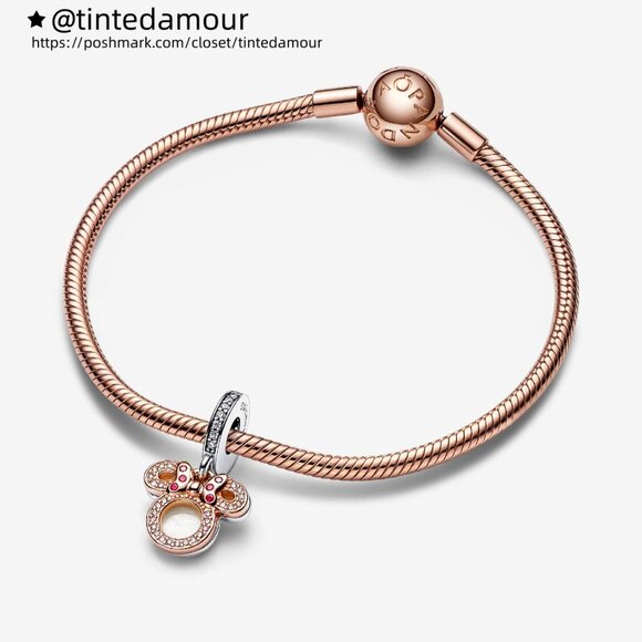 Pandora Disney Minnie Mouse Silhouette Double Dangle Charm - Picture 3 of 5